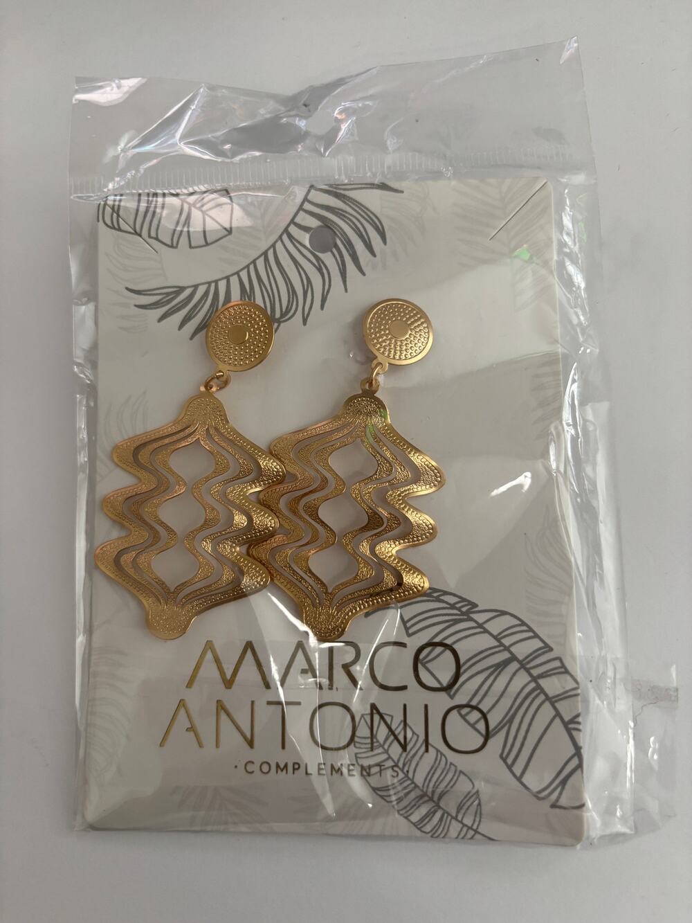 Marco Antonio Complements Statement Earrings Gold Tone Dangle New